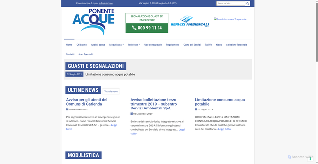 Security scan screenshot of https://ponenteacque.it/
