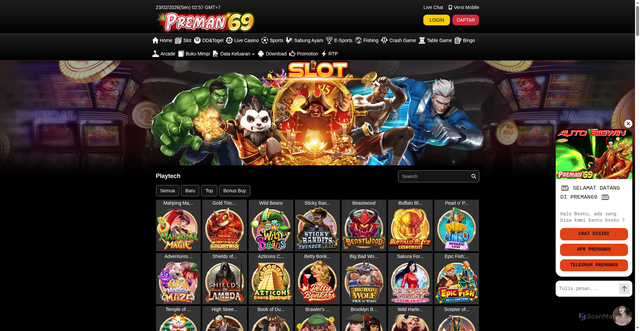 Security scan screenshot of https://ndxpreman69.lol/desktop/game/slot/playtech