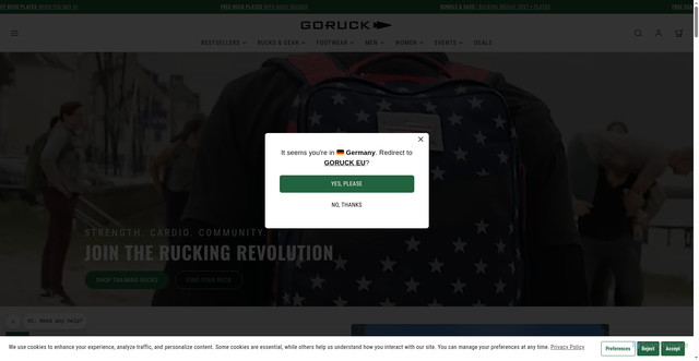 Security scan screenshot of https://www.goruck.com