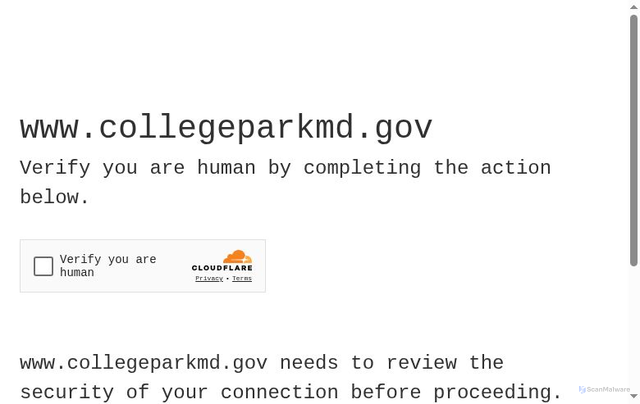 Security scan screenshot of https://www.collegeparkmd.gov/