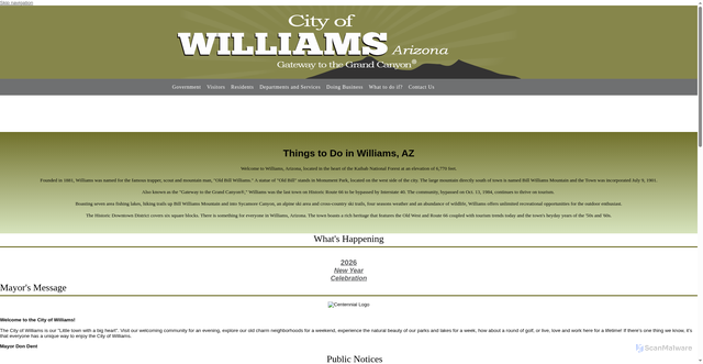 Security scan screenshot of https://www.williamsaz.gov/