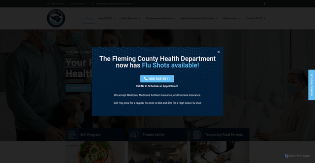 Security scan screenshot of https://flemingcountyhealthky.gov/