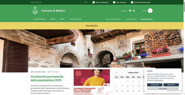 Security scan screenshot of https://www.comune.bellino.cn.it/