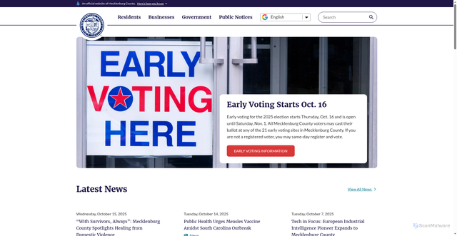 Security scan screenshot of https://www.mecknc.gov/