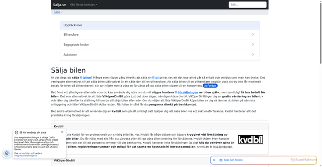 Security scan screenshot of https://salja.se