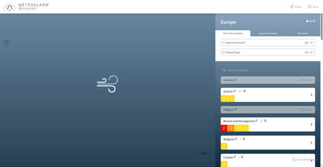Security scan screenshot of https://meteoalarm.org/