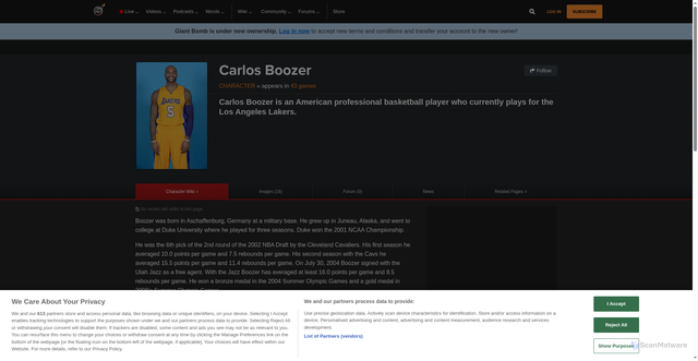 Security scan screenshot of https://www.giantbomb.com/carlos-boozer/3005-6585/