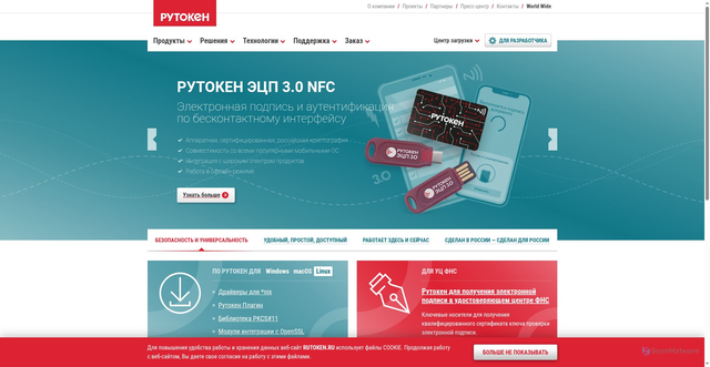 Security scan screenshot of https://rutoken.ru