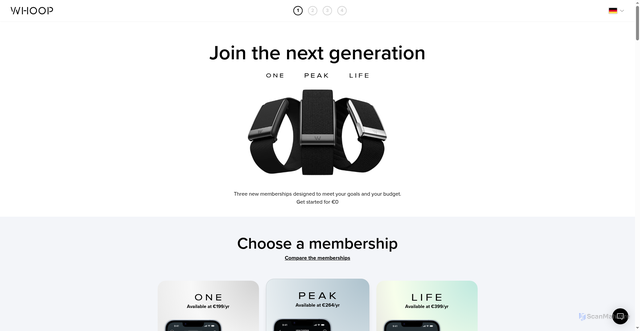Security scan screenshot of https://join.whoop.com