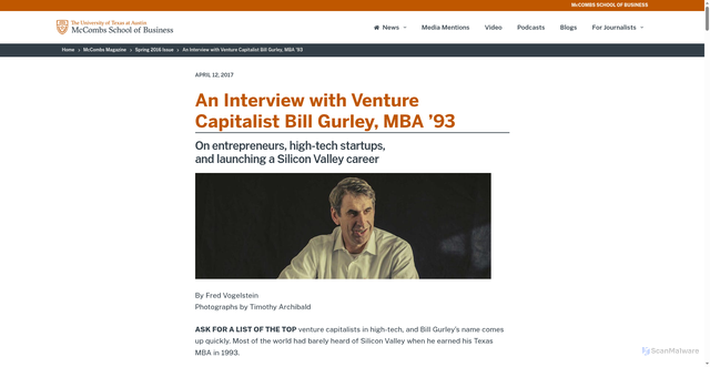 Security scan screenshot of https://news.mccombs.utexas.edu/magazine/an-interview-with-venture-capitalist-bill-gurley-mba-93/