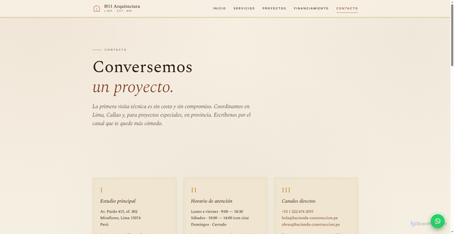 Security scan screenshot of https://hacienda-construccion.pages.dev/contacto/