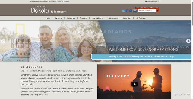 Security scan screenshot of https://www.nd.gov/