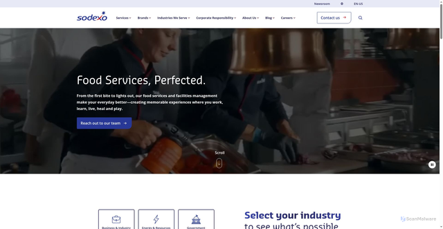 Security scan screenshot of https://us.sodexo.com