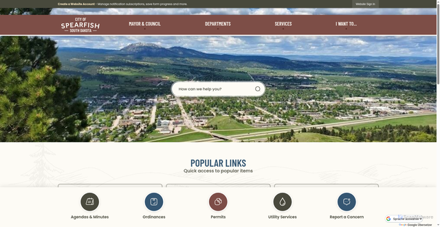 Security scan screenshot of https://spearfish.gov/