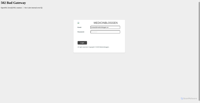 Security scan screenshot of https://webmailxcueu89-klausefncoi.appwrite.network/#contact@medicinbloggen.se