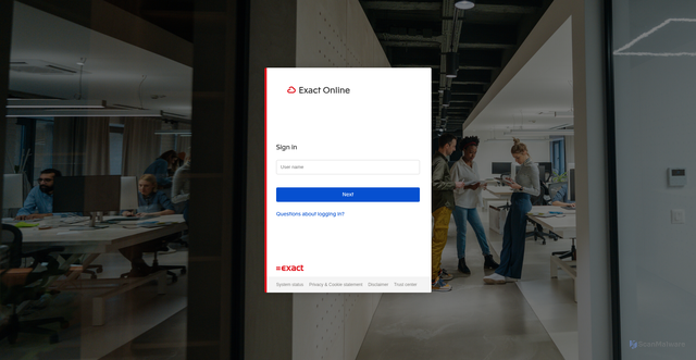 Security scan screenshot of https://services.exactshared.com