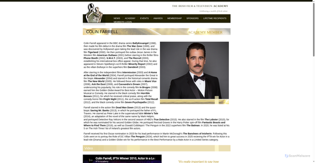 Security scan screenshot of https://www.ifta.ie/academy_members/mp/colin_farrell.html