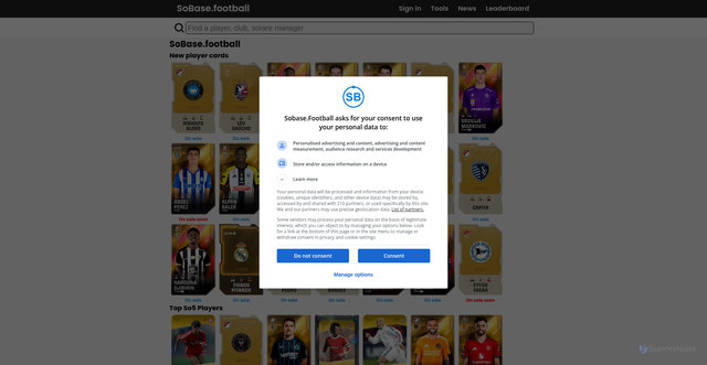 Security scan screenshot of https://sobase.football