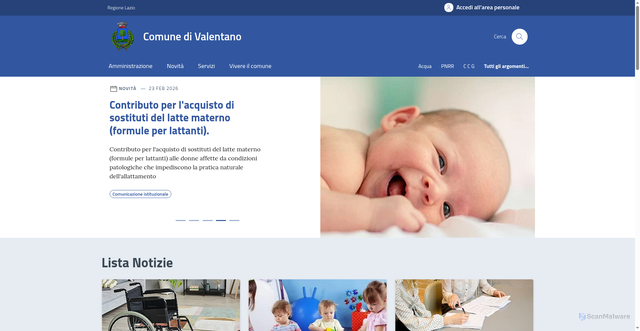 Security scan screenshot of https://www.comune.valentano.vt.it