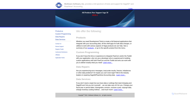 Security scan screenshot of https://multiwaresoftware.com