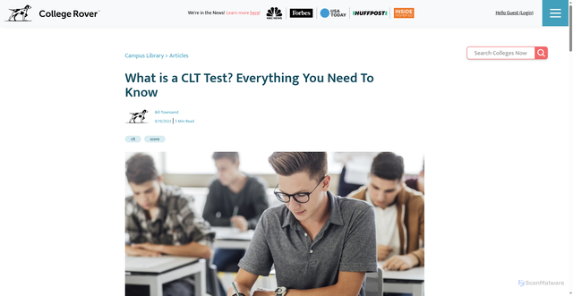 Security scan screenshot of https://collegerover.com/campus-library/news/172/what-is-a-clt-test
