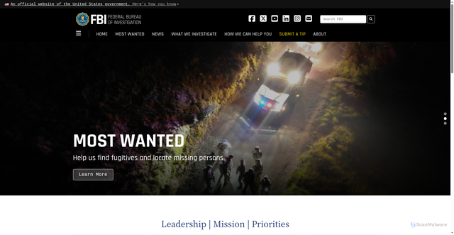 Security scan screenshot of https://www.fbi.gov/