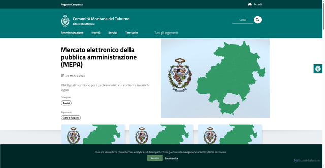 Security scan screenshot of https://comunitamontanataburno.it/