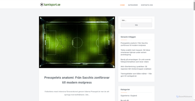 Security scan screenshot of https://kamisport.se