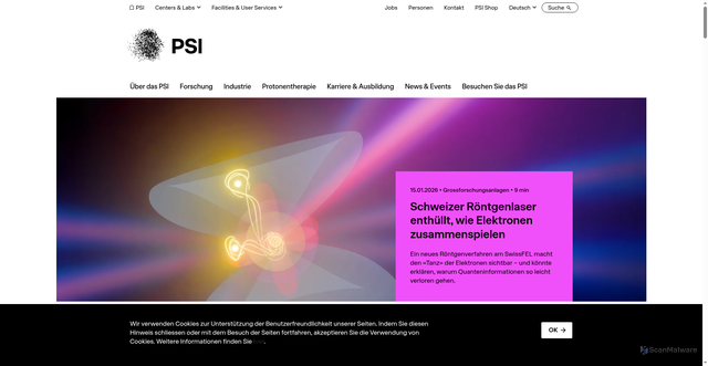 Security scan screenshot of https://www.psi.ch/de