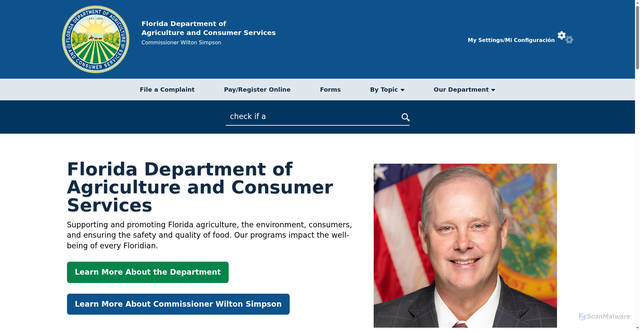 Security scan screenshot of https://www.fdacs.gov/