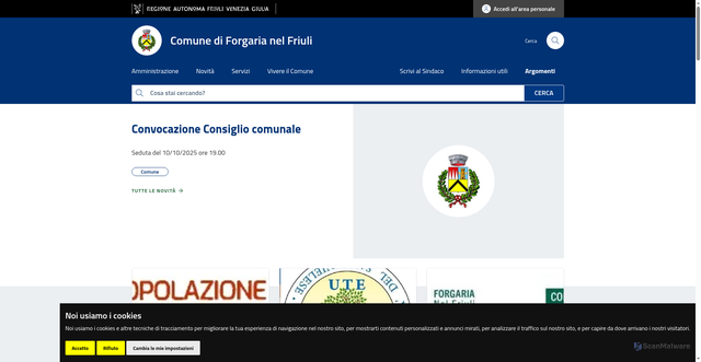 Security scan screenshot of https://www.comune.forgarianelfriuli.ud.it/