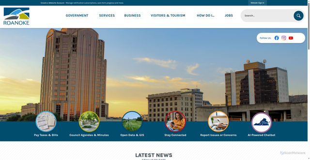 Security scan screenshot of https://www.roanokeva.gov/