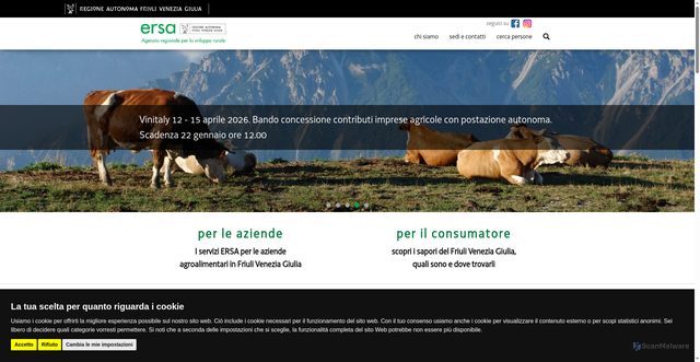Security scan screenshot of https://www.ersa.fvg.it/cms/hp/;jsessionid=8CDCFB8A94A4AC9D2238D1E198F3D25D