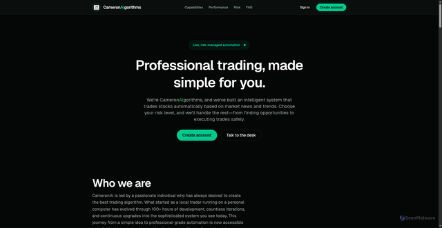 Security scan screenshot of https://cameronai.net/