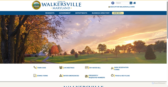 Security scan screenshot of https://www.walkersvillemd.gov/