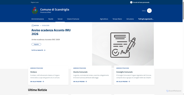 Security scan screenshot of https://www.comune.scandriglia.ri.it