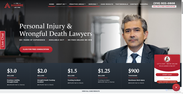 Security scan screenshot of https://www.aguirrelawpllc.com/