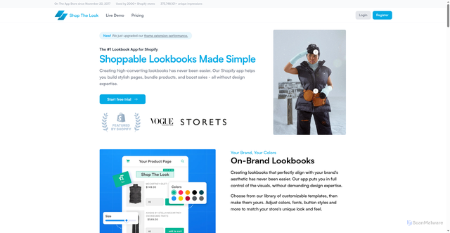 Security scan screenshot of https://shopthelook.app