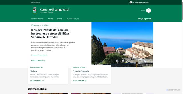 Security scan screenshot of https://comune.longobardi.cs.it/