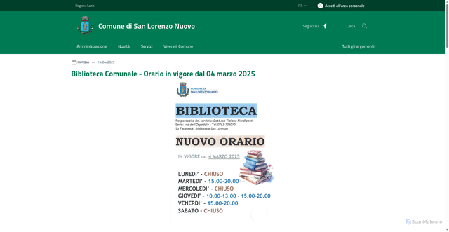 Security scan screenshot of https://www.comunesanlorenzonuovo.it/