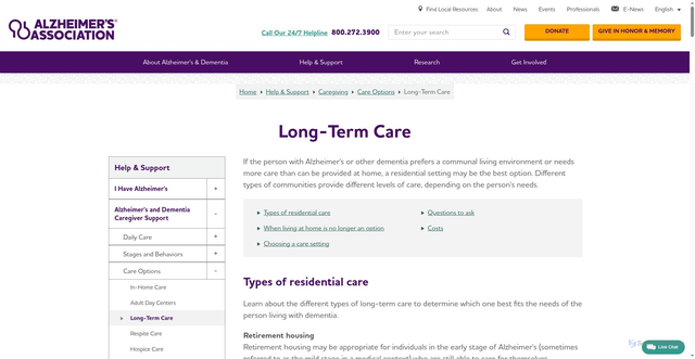Security scan screenshot of https://www.alz.org/help-support/caregiving/care-options/long-term-care