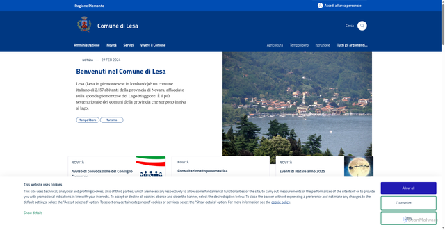 Security scan screenshot of https://www.comune.lesa.no.it/