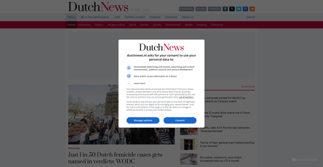 Security scan screenshot of https://dutchnews.nl