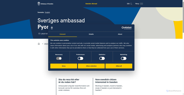 Security scan screenshot of https://www.swedenabroad.se/sv/utlandsmyndigheter/nordkorea-pyongyang