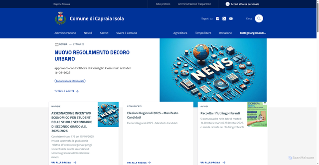 Security scan screenshot of https://www.comune.capraiaisola.li.it/
