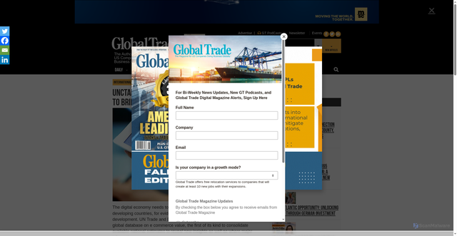 Security scan screenshot of https://www.globaltrademag.com/unctad-launches-global-e-commerce-database-to-bridge-digital-economy-measurement-gap/