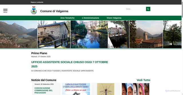 Security scan screenshot of https://www.comune.valganna.va.it/