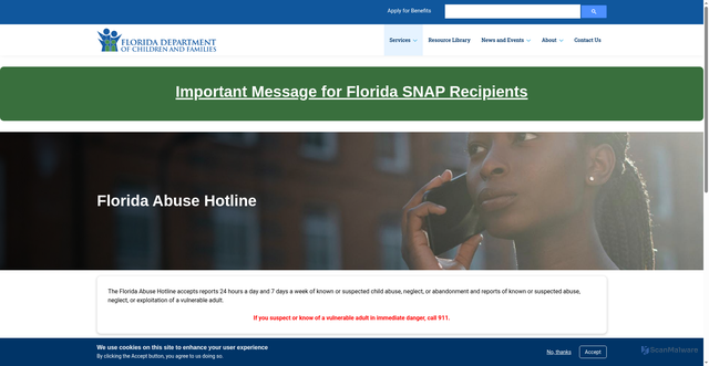 Security scan screenshot of https://floridaabusehotline.gov/