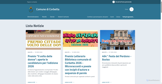 Security scan screenshot of https://www.comune.corbetta.mi.it/
