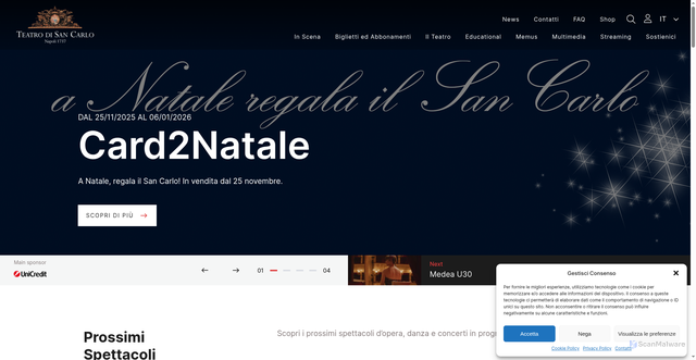 Security scan screenshot of https://www.teatrosancarlo.it/